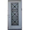 Decorative Glass Inserted Shop Front Steel Door